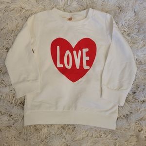 White girl's sweatshirt with red heart "LOVE". 3/4T